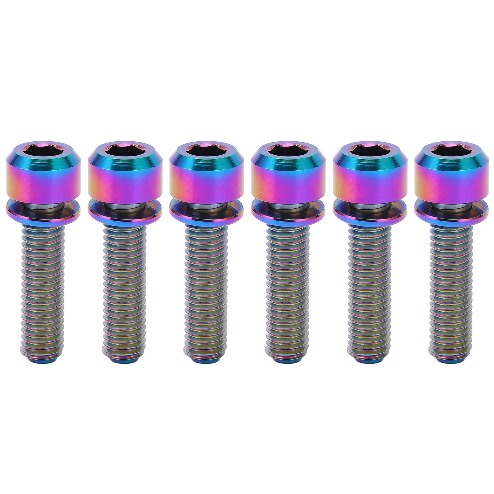6Pcs RISK Bike Stem Bolts Kit Titanium Stem Screws Replacement Parts M5 20mm Colourful