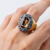 Oval Crystal Diamond-set Open Ring Retro Full Diamond Personality Exaggerated Size Adjustable Ring