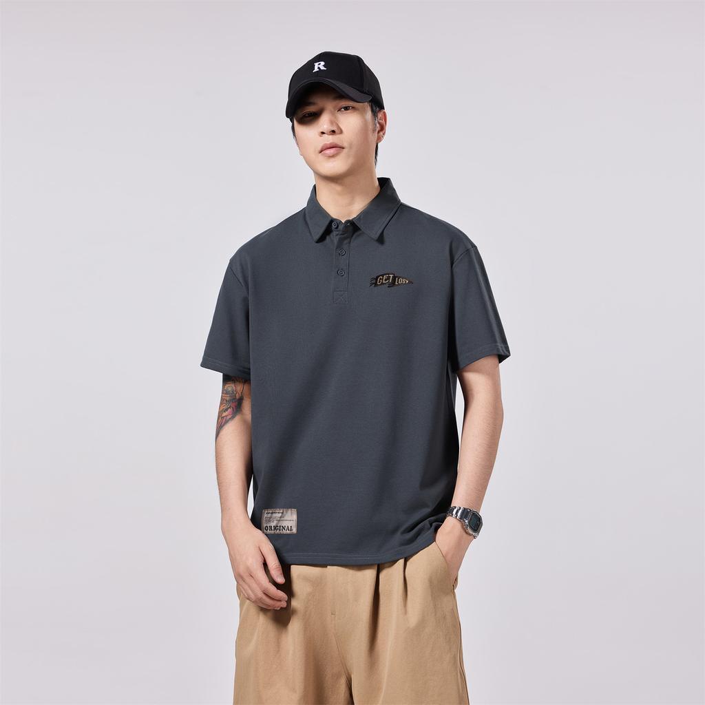 Men's Short-sleeved Letters POLO Shirt Men's Short-sleeved T-shirt Loose Lapel Summer New Style T-shirt