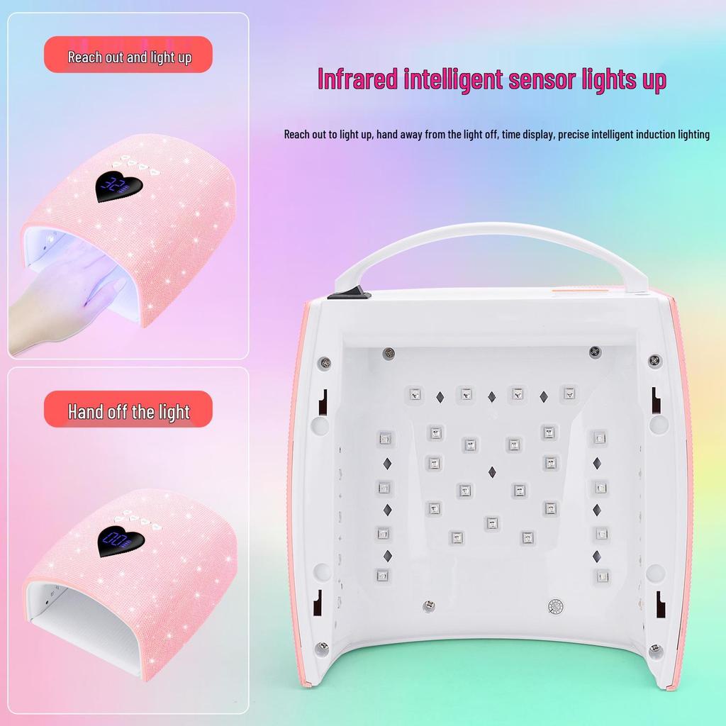 220W Rhinestone Dual Light Nail Lamp: Portable, Quick-Dry, Gel-Curing with No Blackening