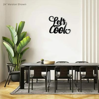 Let's Cook Cursive Word Art – Beautiful Solid Steel Home Décor Room Interior Decoration, and Elegant Metal Art Artwork