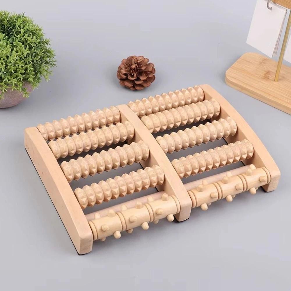 5/6 Row Foot Massage Roller Wood Acupressure Roller Foot Shiatsu Roller  Blood Circulation
