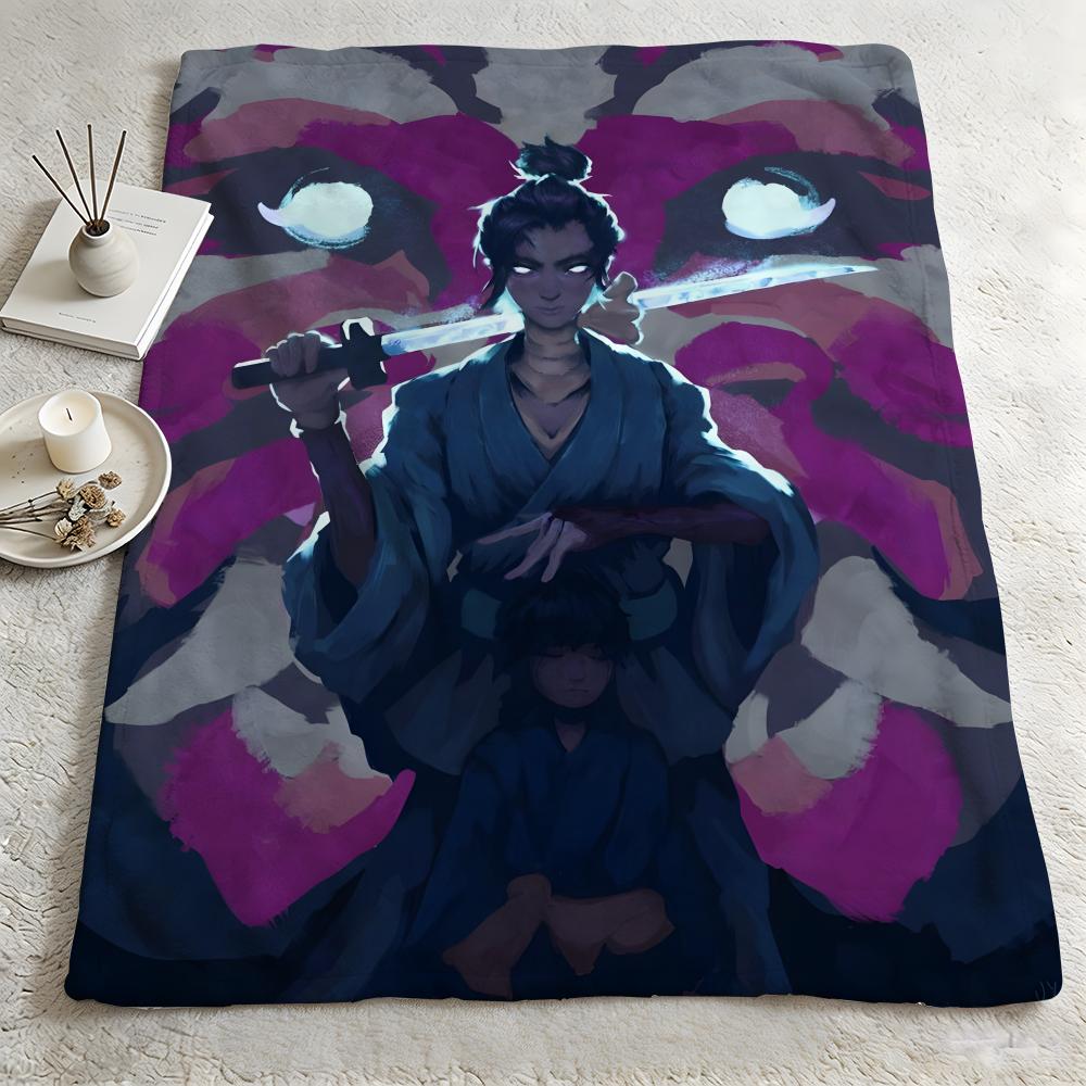 Anime BBlue Eye Samuraii Throw Warm Soft Flannel Blanket Multiuse for Sofa Bed Camping Travel Nap