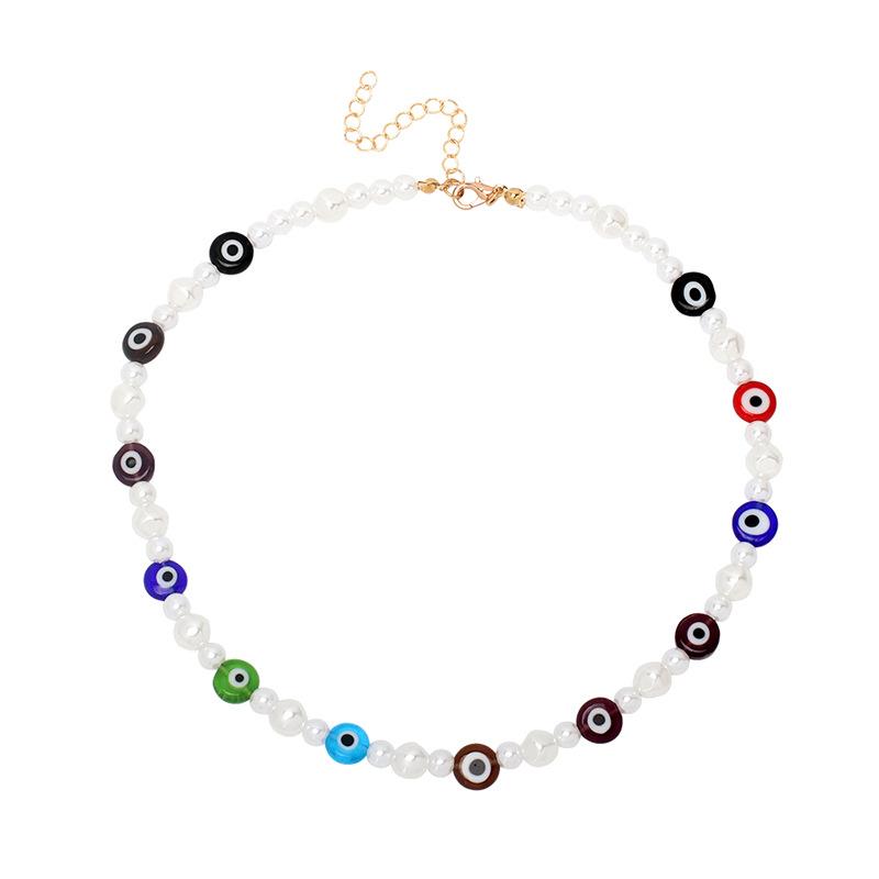 ins холодный ветер модное жемчужное ожерелье тренд, нишевое дизайнерское чокер цепочка на ключицу с глазом дьявола