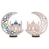 Wood Moon Ornaments Eid Mubarak Moon Decoration Enhances Festival Ambient for Home Restaurant CafeJM00454