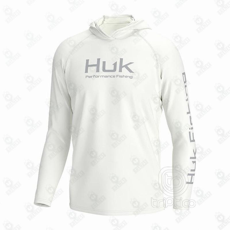 HUK Outdoor Hooded Sun Protection Fishing Shirt - UV Guard & Milk Silk for Comfort