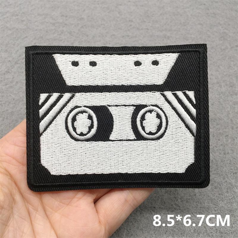 Music Optical Disc Embroidered Rock Patches On Clothes Headset Guitar Stripes Iron On Patches For Clothing Diy Appliques