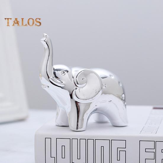 1 Paar Elefantenstatue Heimdeko Keramik Elefantenfiguren Schreibtisch Elefantenskulptur für Büro Bücherregal Wohnzimmer