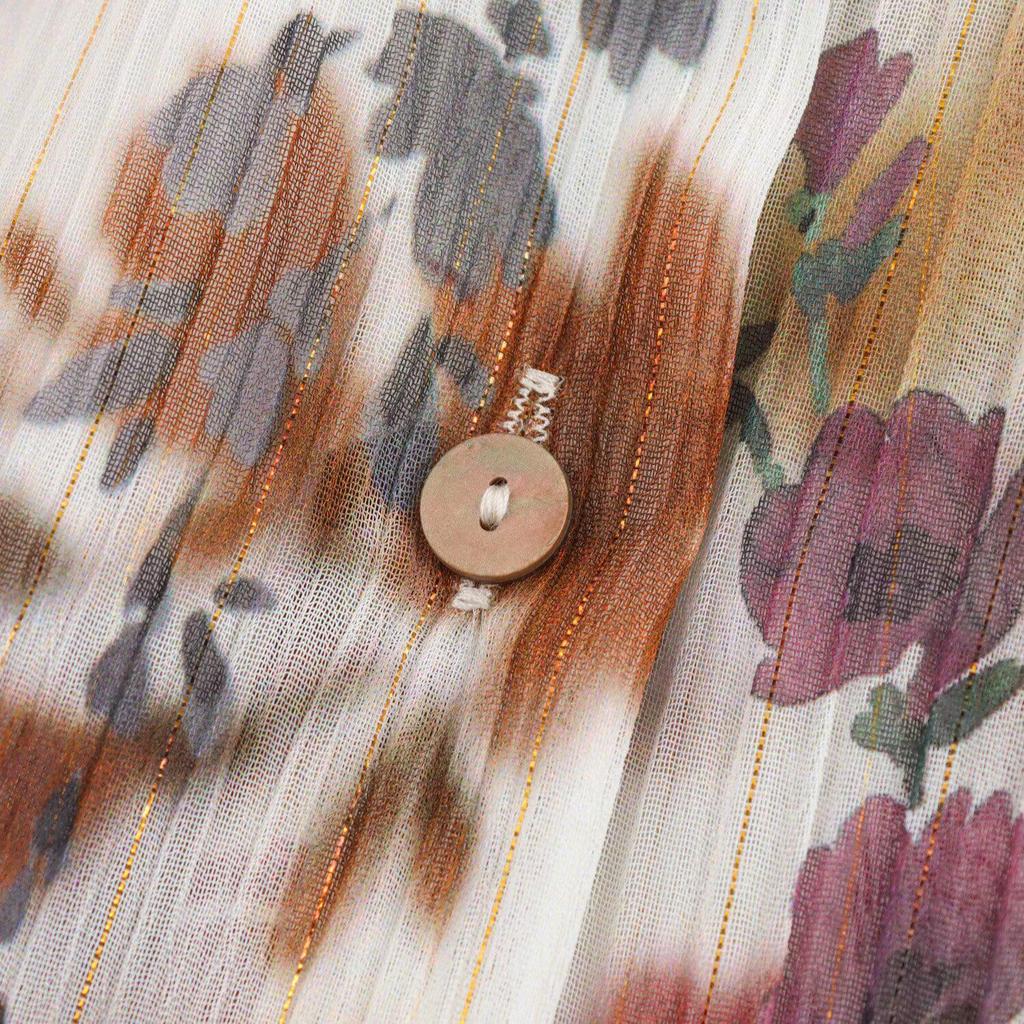 Spring 2025 Women's Casual Metallic Thread Print Shirt