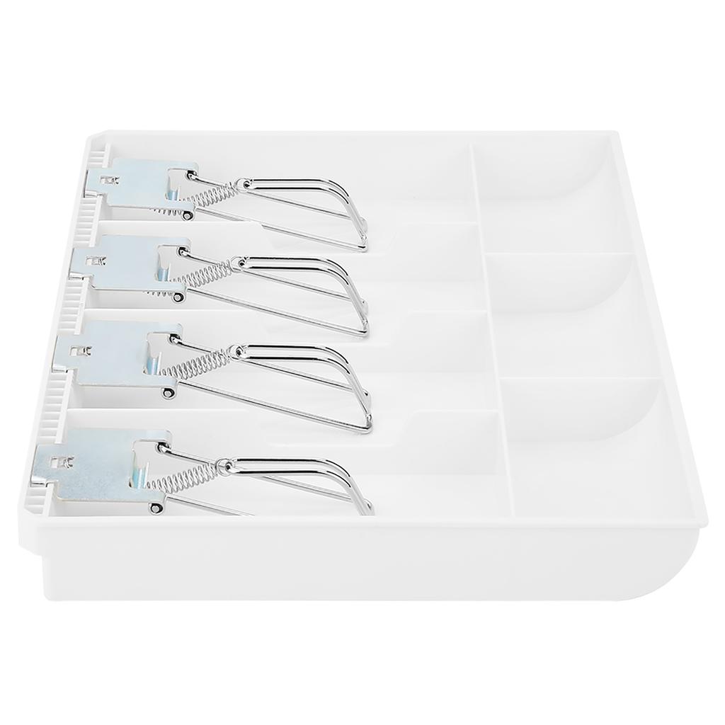 Cash Drawer Register Insert Tray Replacement Cashier Four Box with Metal Clip(black)