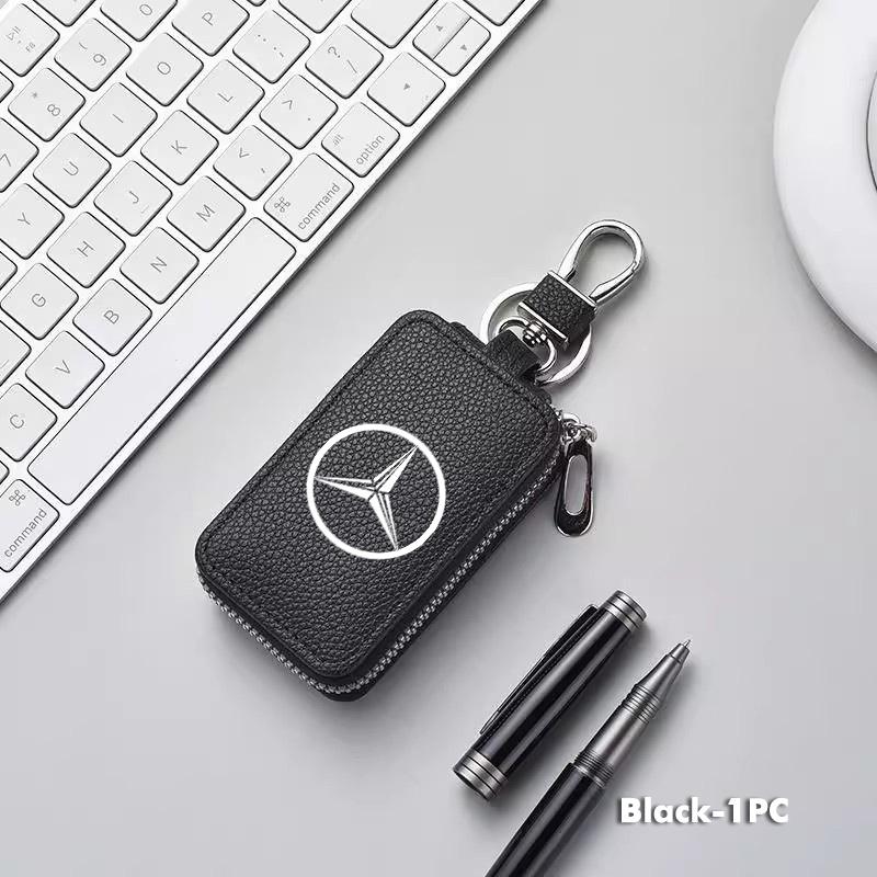 For Benz Car Key Wallet Keys Organizer Bag Zipper Key Case Decoration Accessories AMG Exclusive W204 W222 W205 W203 W213 W124