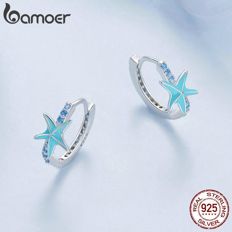 Orecchini A Cerchio Argento 925 Con Stella - Piccoli Orecchini Ipoallergenici Per Donna, Gioielli Eleganti A Forma Di Stella In Argento Sterlina, Regalo Per Ragazze