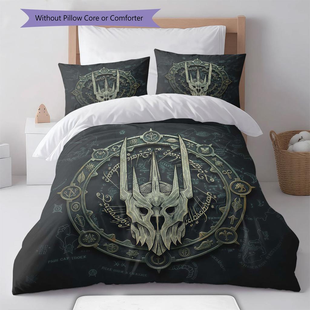 HelmofMordor Pattern Bedding Quilt Set Quilt Cover Pillowcase Home Decoration Birthday Gift (1 * duvet cover + 2 * pillowcase, without core)