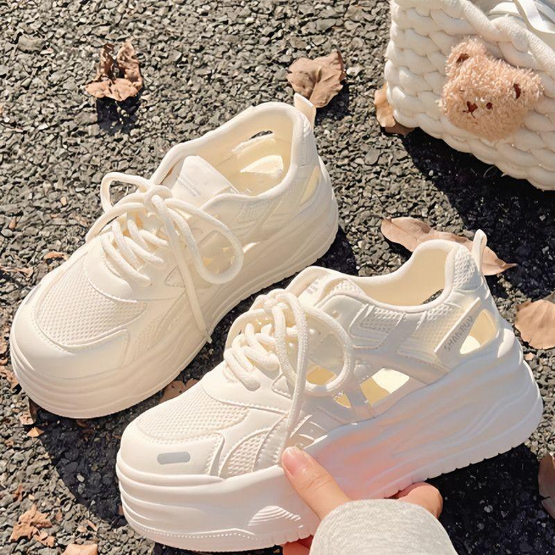 Women S Summer Breathable Casual Sneakers White Platform Shoes For Skirts