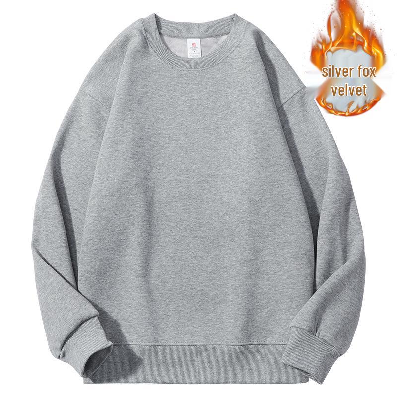 Women's 500G Silver Fox Velvet Hoodie: Fleece-Lined, Thickened, Lazy Style, Oversized, Versatile, Loose Base Layer