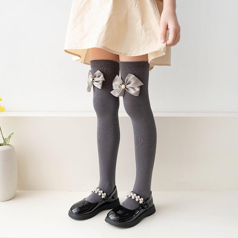 Kindersocken für Mädchen Schleife Lange Socken Schule Teenager Kniestrümpfe Baby Mädchen Overknee-Socken Frühling Herbst