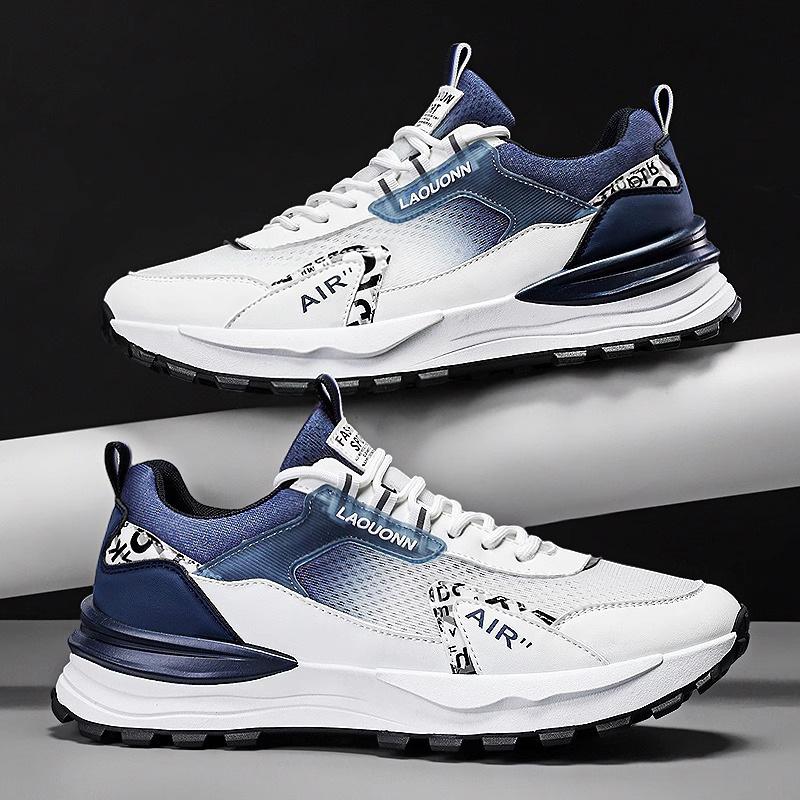 Spring and Autumn New Breathable Mesh Men's Shoes Comfortable Thick Bottom Running Sports and Leisure Shoes