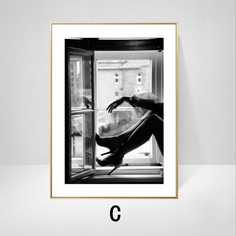 Black and White Wall Art Poster Landscape Architecture Figure Canvas Painting Nordic Living Room Home Decoration Picture Print