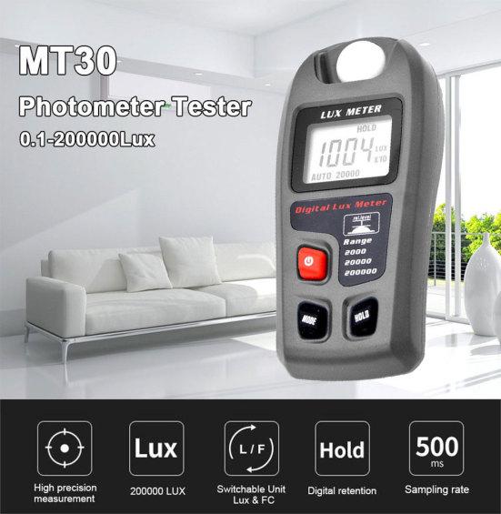

MT-30 Портативный мини-люксметр, освещенность, фотометр, тестер, инструмент для тестирования