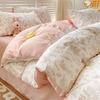 Beautiful Duvet Cover Cute Plant Flower Bed Sheet for Women and Girls Washed Cotton Pillowcase Home Textiles Four-Piece Bed Set