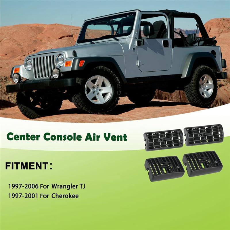 Dash Air Vent Grille Center Console For Jeep Wrangler TJ 1997-2006 Cherokee XJ 1997-2001 Louver 5FS10DX9 5DP55TAZ