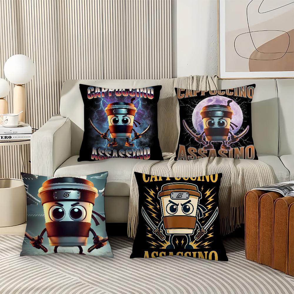 Cartoon Cappuccino Assassino Pillow Case Office Cushions Suitable For Sofa Car Bedroom Decorative Cushion Cover