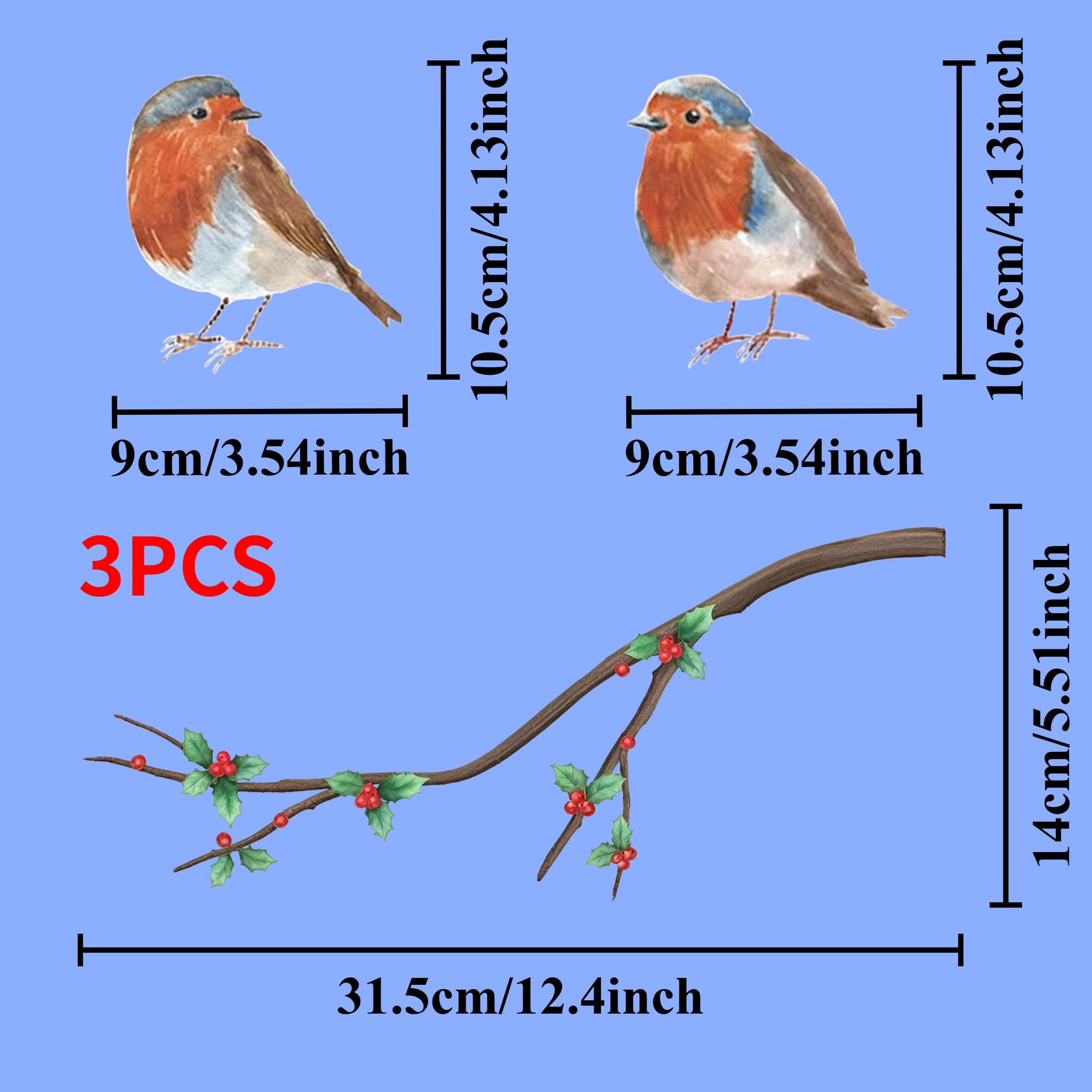 

3PCS/Sheet Branch Robin Window Decals Stickers Self-adhesive for DIY Living Room Bedroom Garden Funny Bird Waterproof Decoration