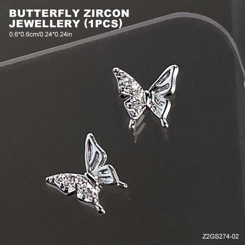 High Shine 3D Butterfly Zirconia Bow Nail Decorations