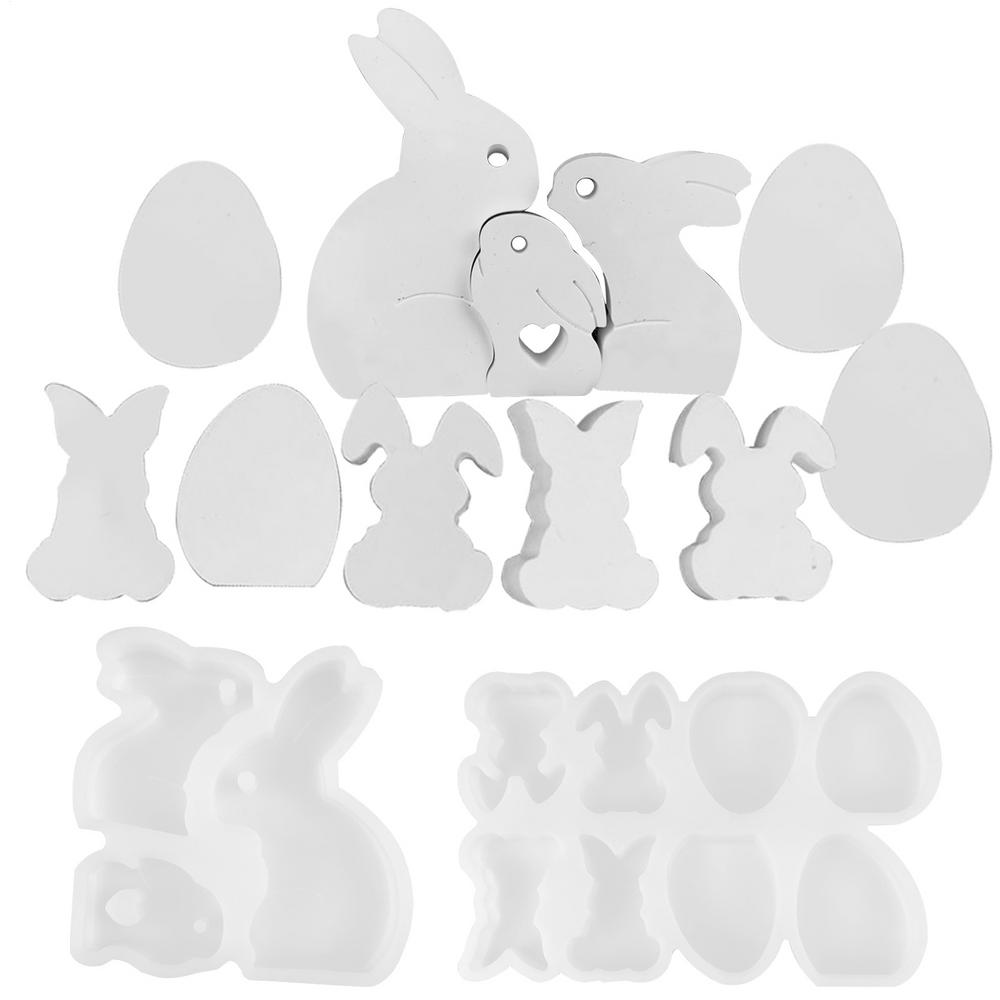 2pcs/set Easter Bunny Resin Silicone Mold cute Easter Bunny Cupcake Cookie Baking Decorating Moulds Home Decorations