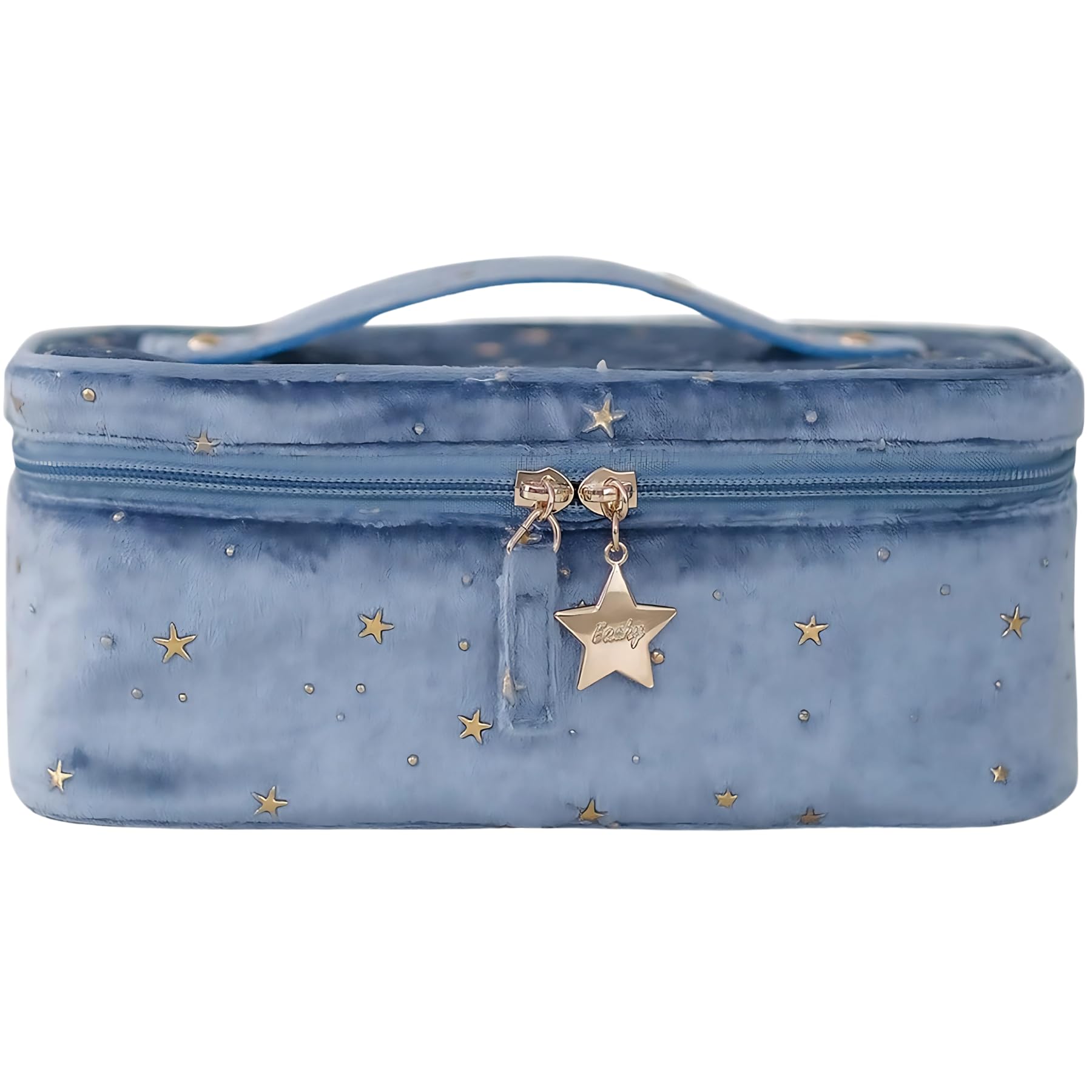 

Mellbo Makeup Large Perfect for and Brush with Dividers and Small Adult Sparkling Star Blue Pouch, Capacity, Portable, Travel-Friendly, Cosmetics,