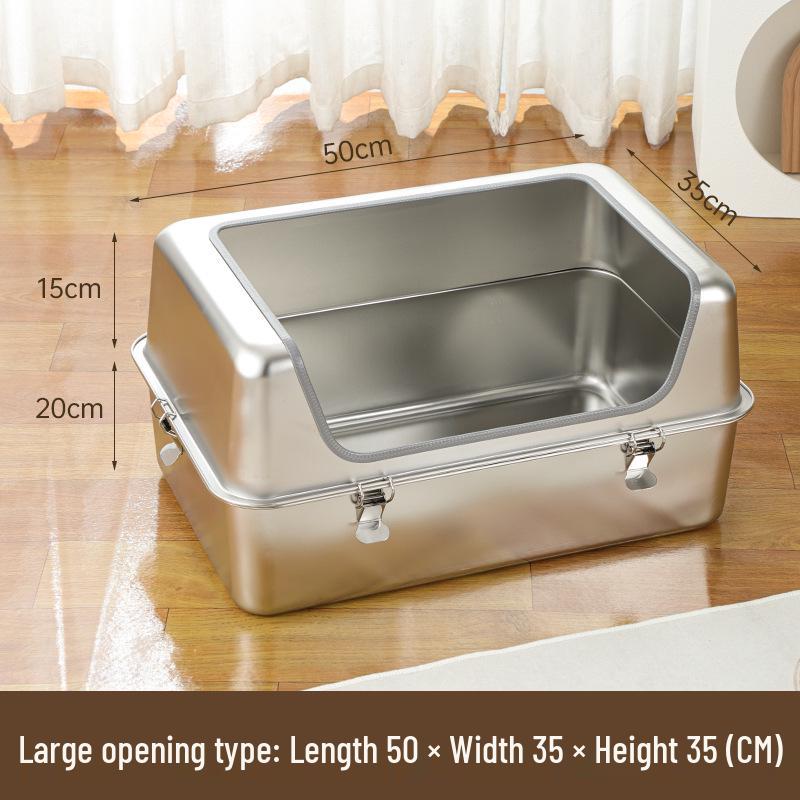 Stainless Steel Anti-Splash Cat Litter Box - High and Thickened Design
