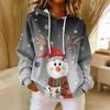 Women's Loose Comfortable Casual Fashion V-Neck Christmas Print Long Sleeve Hoodie