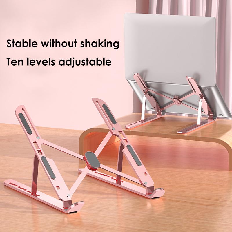 For Adjustable Laptop Stand Foldable Aluminum Alloy Notebook Stand Base Portable Non-slip Raising Cooling Support Laptop Bracket
