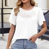 Women's Loose Casual Round Neck Solid Color Pleated Short Sleeved Top Short Sleeved Top
