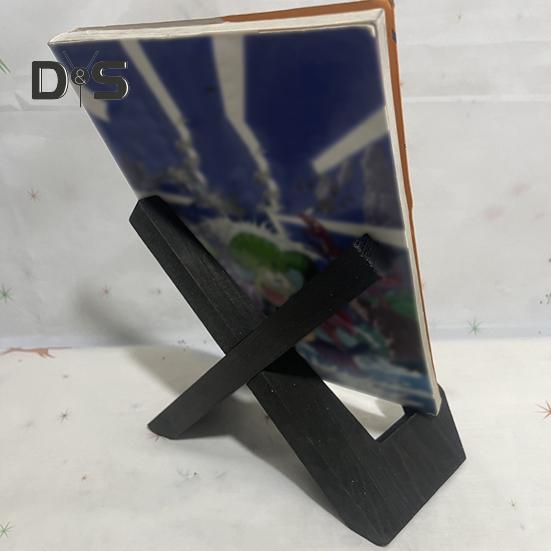 Wooden Cookbook Holder Kitchen Countertop Black Solid Wood Recipe Book Vinyl Record Plate Display Stand Desktop Decoration