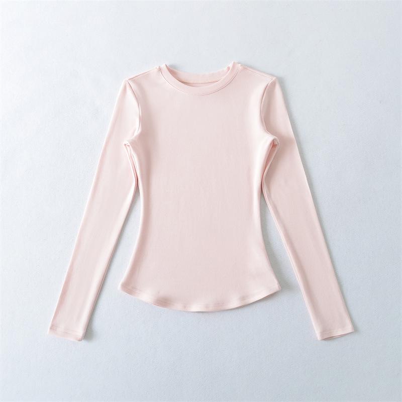 Spicy Girl Versatile Long-Sleeve Women's T-Shirt - Spring/Autumn, Comfortable Base Layer, Round Neck, Slim Fit