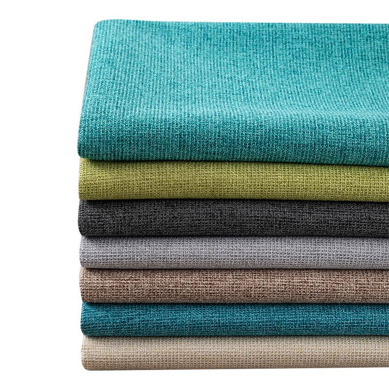 All-Polyester Solid Color Linen-Like Sofa Fabric with Soft Bag Process - Composite Flocking Fine Linen Canvas