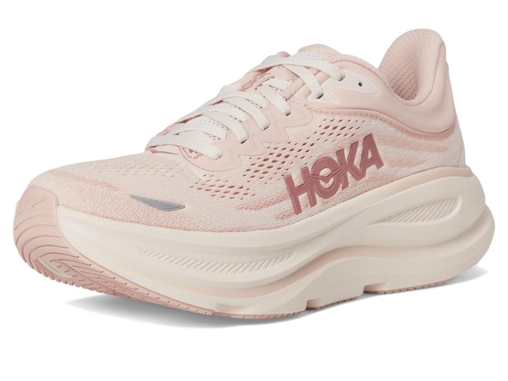 HOKA Bondi 9 Wide Track Field Running Size Greyish Pink x Pale Pink Women's & Shoes, 25.0,