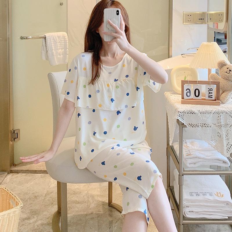 Anti-bumping cotton and silk pajamas women's summer Korean version of small fresh and cool loungewear Japanese students short-sleeved cotton