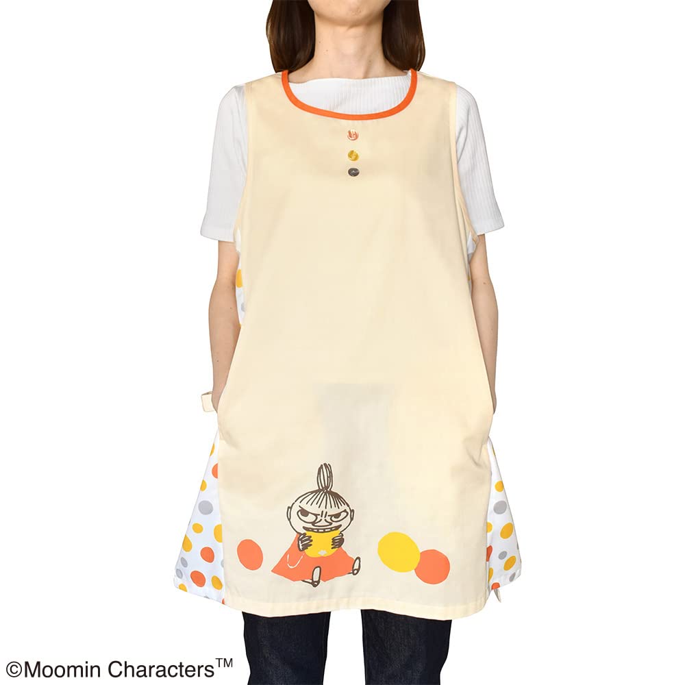 Moomin Colorful Beige Total 84cm Apron, Dots, [ST-IM0056], M-L Size, Bust Approx. 79-94cm, Length Approx.