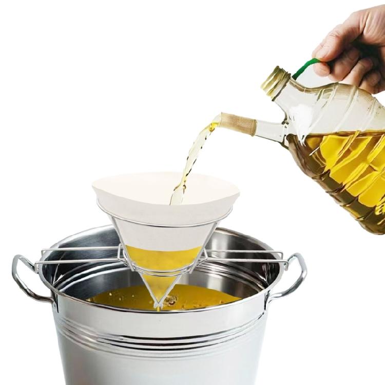 Practical Corrosion Resistant Deep Fryers Oil Strainer Commercial 304 Stainless Steel Cone Filter Rapid Debris Separation
