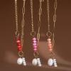 Summer Dopamine Multi-Colored Stone & Pearl Necklace with Gold-Plated Chain
