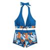 Women's Paneled Printed Swimsuit Ladies Split Boxer High Waist Swimsuit Two-Piece Set