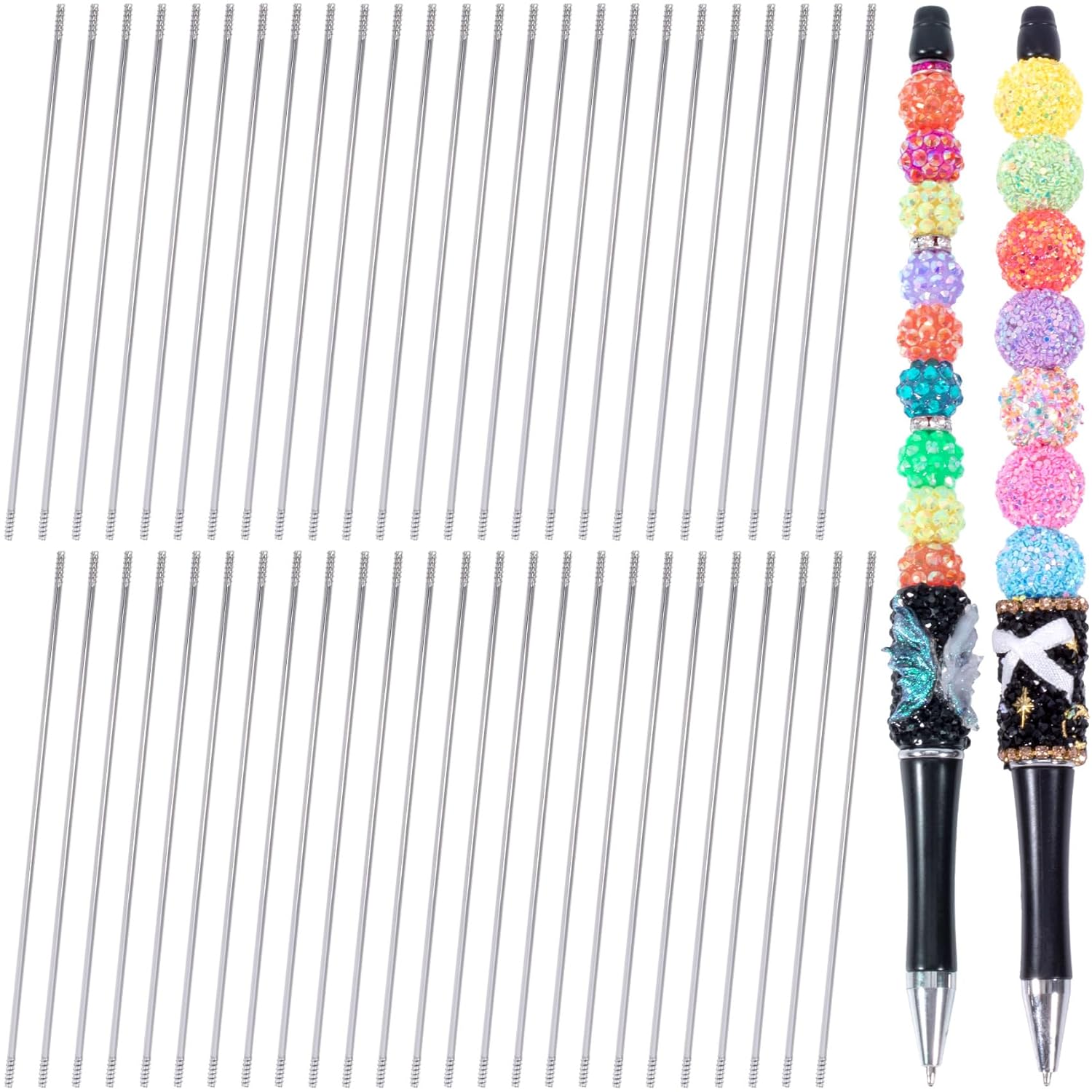 100 Pcs Stainless Steel DIY Pen Extenders for Beadable Pens, 4.6 Inches Metal Pen Extender Rods, Blank Bars Replacement for Beadable Pens, DIY Crafts Silver, 50pcs, 4.6