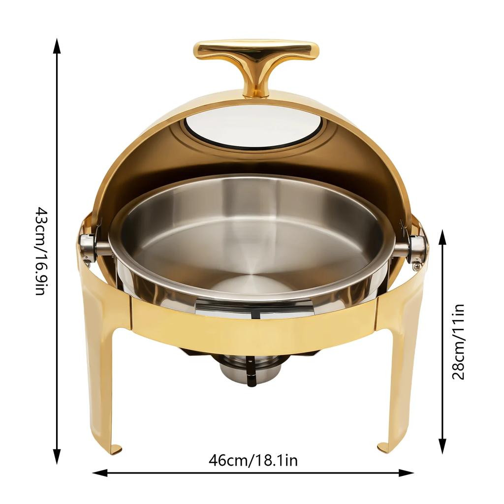 6QT Chafing Dish Buffet Set, Stainless Steel Roll Top Chafer with Thick Frame, Buffet Warmer Set for Catering Events Weddings