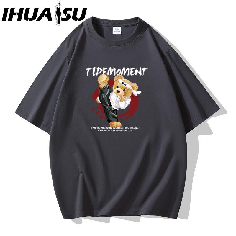 

Футболка с коротким рукавом IHUASU из хлопка, мужская модная свободная рубашка с коротким рукавом, напечатанная сострадательная рубашка XXXXXL серый