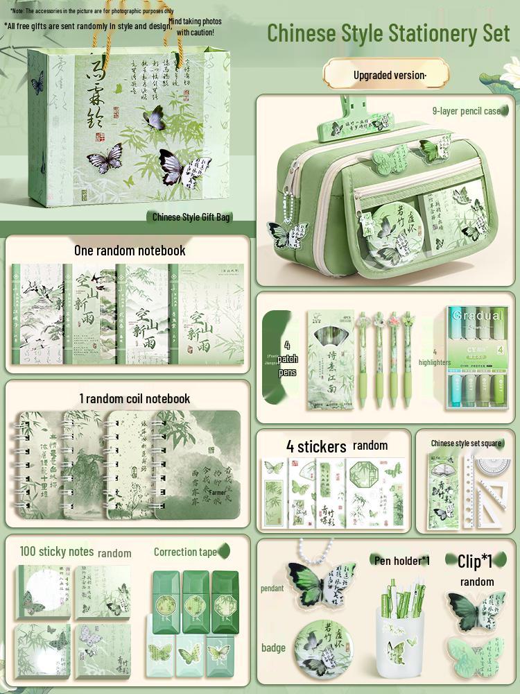 Beeindruckendes Doppelgeschenk: Antikes Schreibwaren-Set im chinesischen Stil für Mädchen - Vollständige Lernmaterialien für Grundschüler