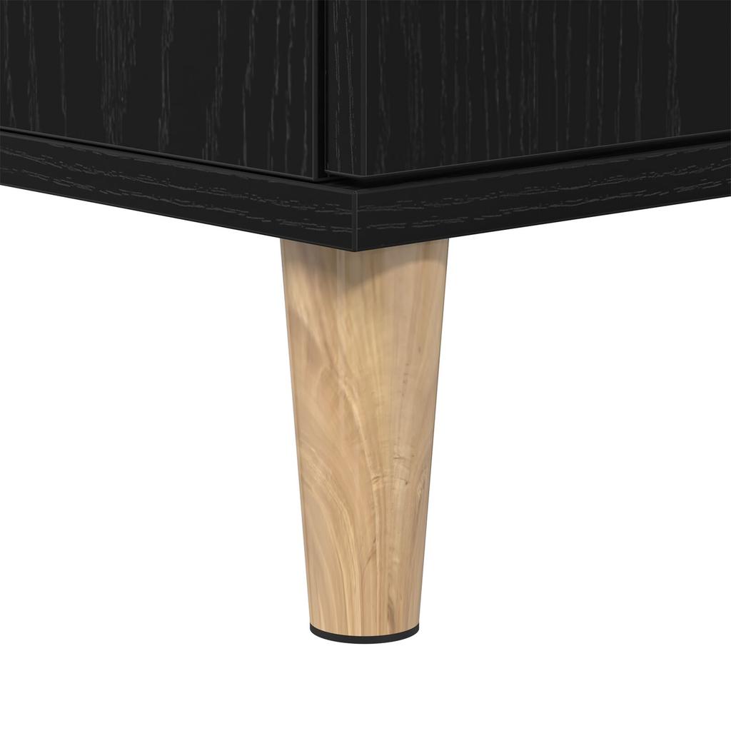 Black Oak Bathroom Vanity with Sink, Beige Round Column Legs, Spacious Storage, 58x33x60 Cm Particle Board.