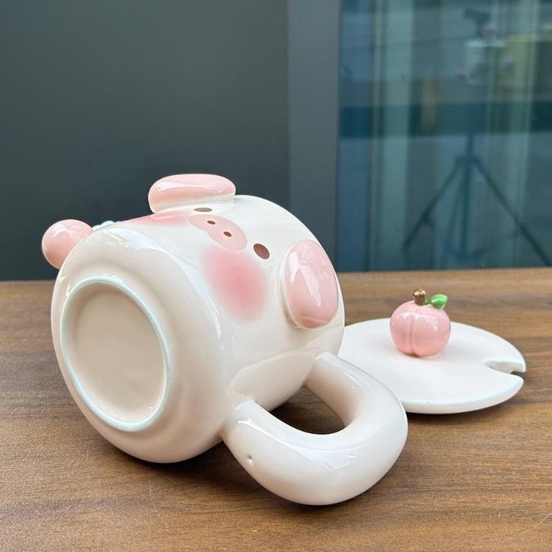 

Good- Coffee Cup Set Cartoon Pig Mug With Spoon Gift Home Mugs 3D Water Lovers Milk Large Capacity Breakfast Mugs