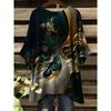 Summer new elegant vacation style large size casual irregular hem crew neck T-shirt